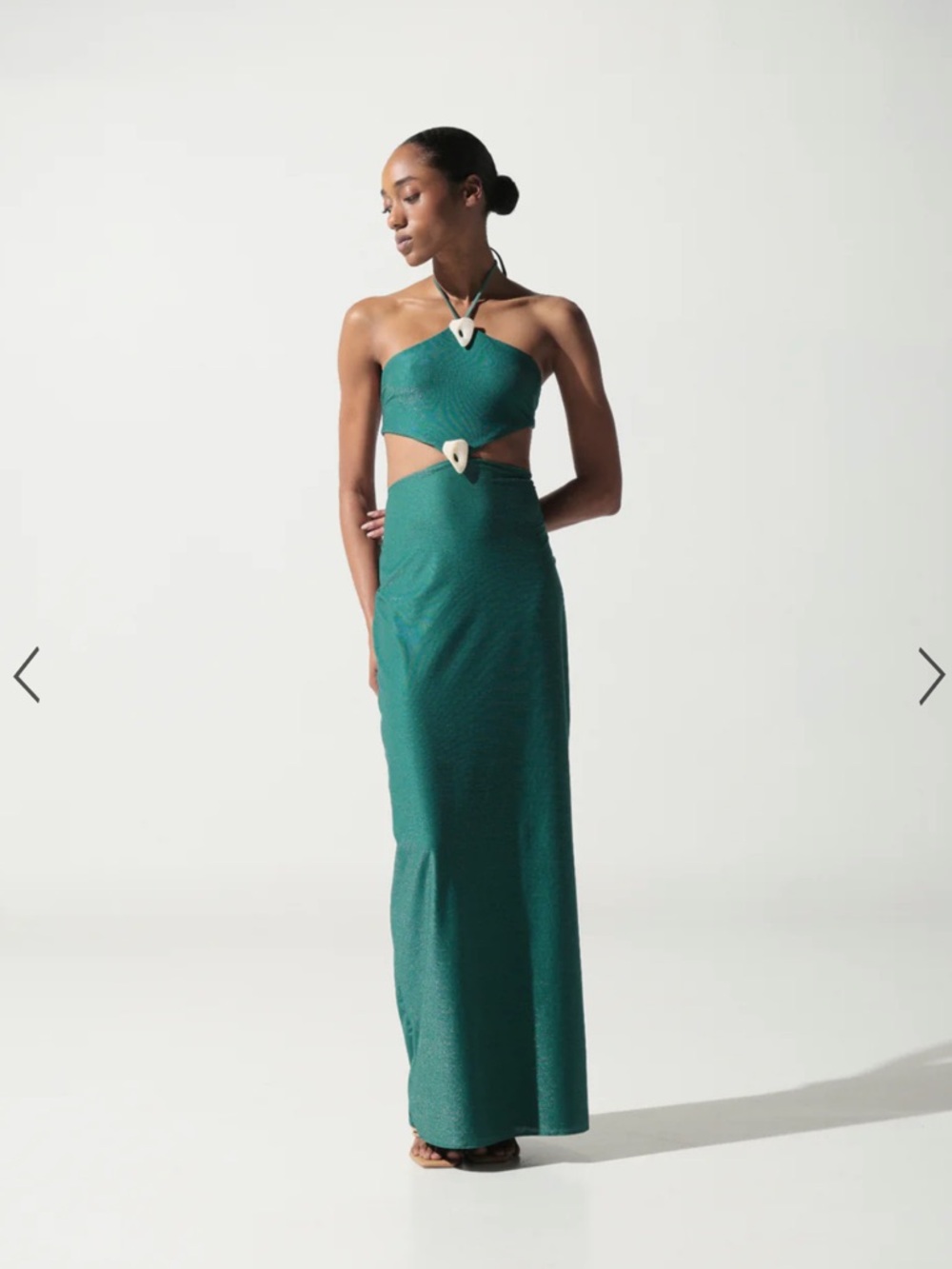 Baobab Collection Teal Cutout Halter Maxi Dress